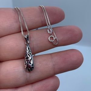 Sterling Silver Filigree Drop Pendant-Unique